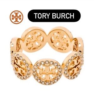Tory Burch Miller Gold Pave Ring NWT Dust Bag Included